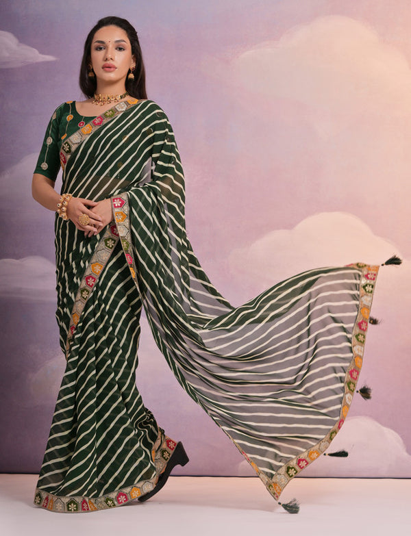 Jyoti Fashion Women's Green Coding Sequence Georgette Saree with Blouse - Distacart