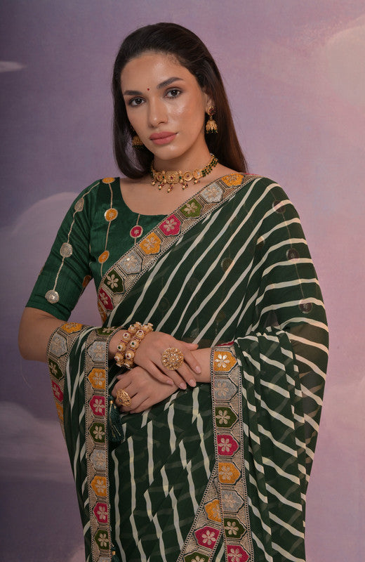 Jyoti Fashion Women's Green Coding Sequence Georgette Saree with Blouse - Distacart