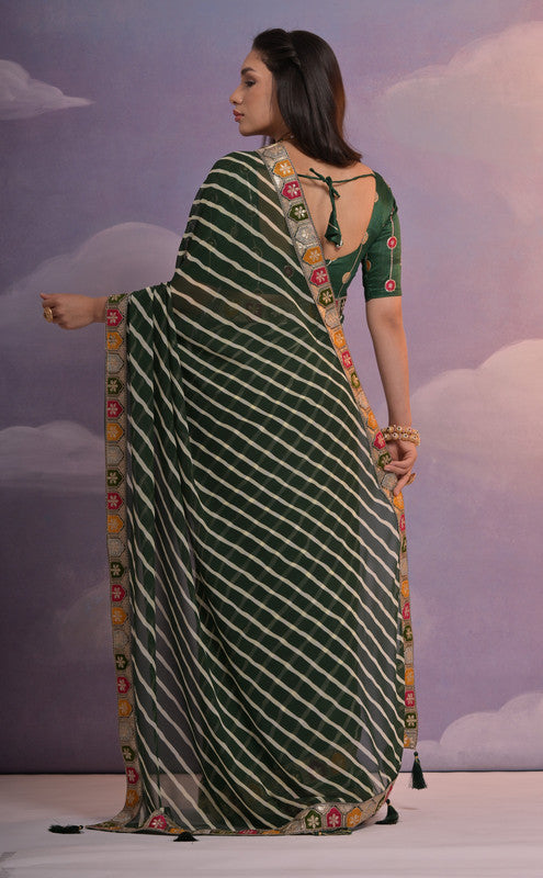 Jyoti Fashion Women's Green Coding Sequence Georgette Saree with Blouse - Distacart