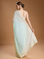 Thumbnail for Jyoti Fashion Women's Sky Blue Georgette Sequins Embroidered Designer Saree with Blouse