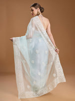 Thumbnail for Jyoti Fashion Women's Sky Blue Net Sequins Embroidered Designer Saree with Blouse