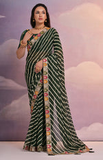 Thumbnail for Jyoti Fashion Women's Green Coding Sequence Georgette Saree with Blouse - Distacart