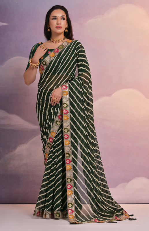 Jyoti Fashion Women's Green Coding Sequence Georgette Saree with Blouse - Distacart