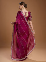 Thumbnail for Jyoti Fashion Women's Wine Jimmy Choo Sequins Embroidered Designer Saree with Blouse
