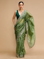 Thumbnail for Jyoti Fashion Women's Mehendi Art Silk Sequins Embroidered Designer Saree with Blouse