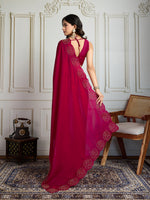 Thumbnail for Jyoti Fashion Women's Rani Pink Fandy Satin Handwork Designer Saree with Blouse