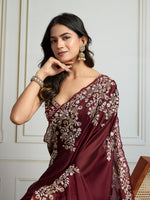 Thumbnail for Jyoti Fashion Women's Maroon Rangoli Silk Embroidered Designer Saree with Blouse