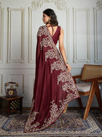 Thumbnail for Jyoti Fashion Women's Maroon Rangoli Silk Embroidered Designer Saree with Blouse