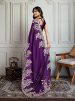 Thumbnail for Jyoti Fashion Women's Purple Rangoli Silk Embroidered Designer Saree with Blouse