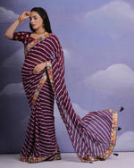Thumbnail for Jyoti Fashion Women's Wine Coding Sequence Georgette Saree with Blouse - Distacart