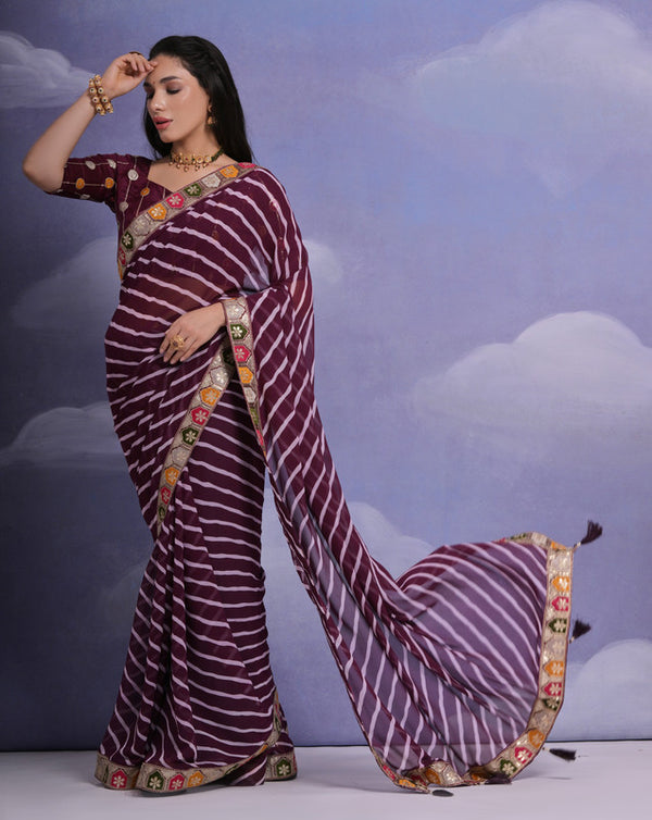 Jyoti Fashion Women's Wine Coding Sequence Georgette Saree with Blouse - Distacart