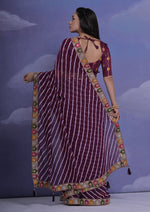 Thumbnail for Jyoti Fashion Women's Wine Coding Sequence Georgette Saree with Blouse - Distacart
