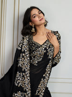 Thumbnail for Jyoti Fashion Women's Black Rangoli Silk Embroidered Designer Saree with Blouse - Distacart