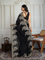 Thumbnail for Jyoti Fashion Women's Black Rangoli Silk Embroidered Designer Saree with Blouse - Distacart