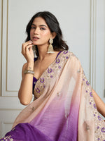 Thumbnail for Jyoti Fashion Women's Purple Soft Crush Embroidered Designer Saree with Blouse