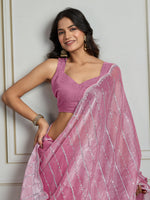 Thumbnail for Jyoti Fashion Women's Pink Chiffon Silk Sequins Designer Saree with Blouse