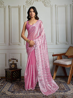 Thumbnail for Jyoti Fashion Women's Pink Chiffon Silk Sequins Designer Saree with Blouse