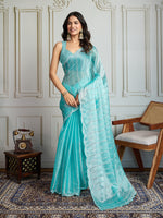 Thumbnail for Jyoti Fashion Women's Sky Blue Chiffon Silk Sequins Designer Saree with Blouse