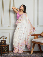 Thumbnail for Jyoti Fashion Women's White Gold Crush Embroidered Designer Saree with Blouse