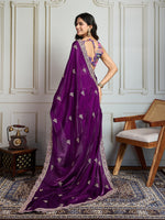 Thumbnail for Jyoti Fashion Women's Purple Jimmy Choo Embroidered Designer Saree with Blouse