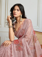 Thumbnail for Jyoti Fashion Women's Beige Soft Tabby Organza Digital Printed Designer Saree with Blouse