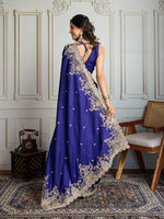 Thumbnail for Jyoti Fashion Women's Blue Jimmy Choo Silk Embroidered Designer Saree with Blouse