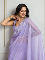 Thumbnail for Jyoti Fashion Women's Lavender Art Silk Embroidered Designer Saree with Blouse