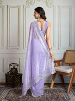 Thumbnail for Jyoti Fashion Women's Lavender Art Silk Embroidered Designer Saree with Blouse