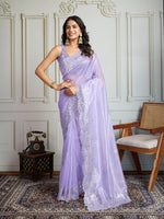 Thumbnail for Jyoti Fashion Women's Lavender Art Silk Embroidered Designer Saree with Blouse