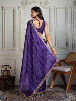 Thumbnail for Jyoti Fashion Women's Purple Jimmy Choo Sequins Designer Saree with Blouse