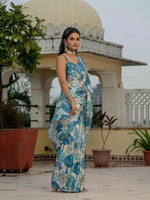 Thumbnail for Jyoti Fashion Morpich Chinon Digital Print with Mirror Saree with Blouse - Distacart