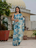Thumbnail for Jyoti Fashion Morpich Chinon Digital Print with Mirror Saree with Blouse - Distacart