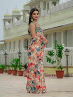 Thumbnail for Jyoti Fashion Women's Multicolor Chinon Digital Print with Mirror Saree with Blouse - Distacart