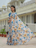 Thumbnail for Jyoti Fashion Women's Multicolor Chinon Digital Print with Mirror Saree with Blouse - Distacart
