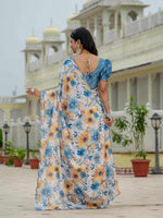 Thumbnail for Jyoti Fashion Women's Multicolor Chinon Digital Print with Mirror Saree with Blouse - Distacart