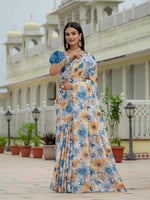 Thumbnail for Jyoti Fashion Women's Multicolor Chinon Digital Print with Mirror Saree with Blouse - Distacart