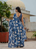 Thumbnail for Jyoti Fashion Women's Royal Blue Chinon Digital Print with Mirror Saree with Blouse - Distacart