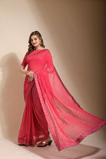 Thumbnail for Jyoti Fashion Women's Green Sequence Embroidery Georgette Saree with Blouse - Distacart