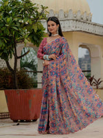 Thumbnail for Jyoti Fashion Women's Multicolor Chinon Digital Print with Mirror Saree with Blouse - Distacart