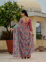 Thumbnail for Jyoti Fashion Women's Multicolor Chinon Digital Print with Mirror Saree with Blouse - Distacart