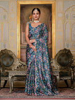 Thumbnail for Jyoti Fashion Women's Morpich Chinon Digital Print with Mirror Saree with Blouse - Distacart