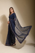 Thumbnail for Jyoti Fashion Women's Pink Sequence Embroidery Georgette Saree with Blouse - Distacart