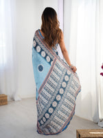 Thumbnail for Jyoti Fashion Women's Sky Blue Chinon Digital Printed Designer Saree with Blouse - Distacart