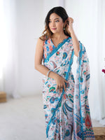 Thumbnail for Jyoti Fashion Women's Multicolor Chinon Digital Printed Designer Saree with Blouse - Distacart