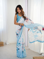 Thumbnail for Jyoti Fashion Women's Sky Blue Chinon Digital Printed Designer Saree with Blouse - Distacart