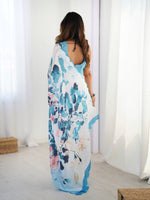 Thumbnail for Jyoti Fashion Women's Sky Blue Chinon Digital Printed Designer Saree with Blouse - Distacart
