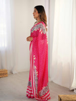 Thumbnail for Jyoti Fashion Women's Pink Chinon Digital Printed Designer Saree with Blouse - Distacart