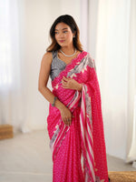 Thumbnail for Jyoti Fashion Women's Pink Chinon Digital Printed Designer Saree with Blouse - Distacart