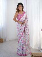 Thumbnail for Jyoti Fashion Women's Multicolor Chinon Digital Printed Designer Saree with Blouse - Distacart