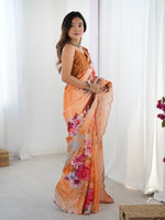 Thumbnail for Jyoti Fashion Women's Multicolor Chinon Digital Printed Designer Saree with Blouse - Distacart